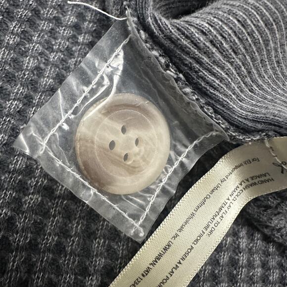 Free People FP One Shirt Womens Medium Gray Waffle Knit Button Up Relaxed Top - Picture 11 of 13